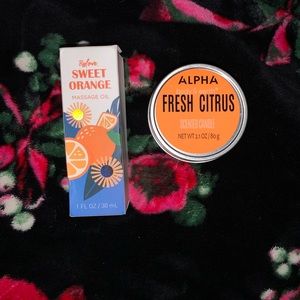 🛍3/$25🛍Bfflove Sweet Orange Massage Oil💆🏼‍♀️ & Fresh Citrus Scented Candle🕯